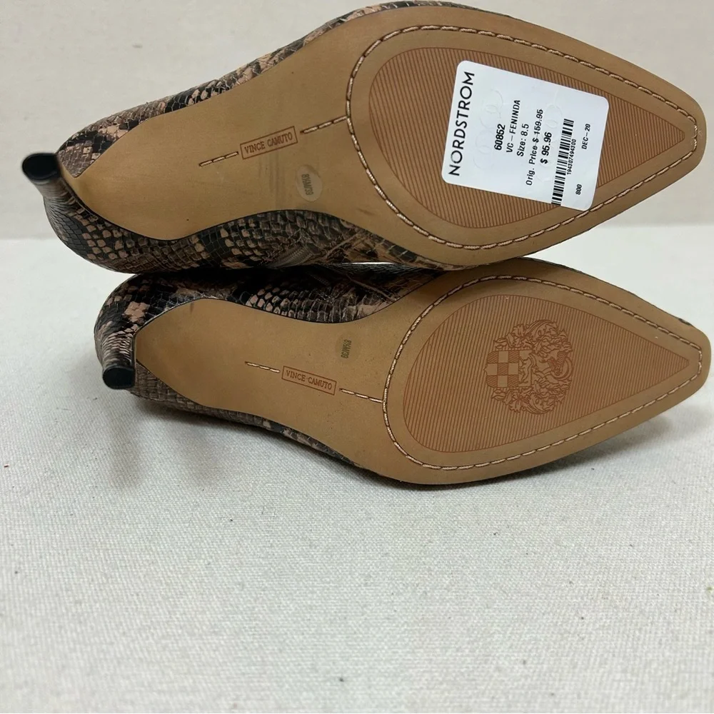 Vince Camuto Feninda Brown Snakeskin Ankle Booties SZ 8.5